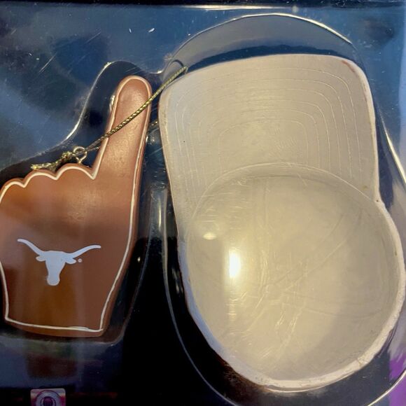 Texas Longhorns Christmas Tree Ornament Set Cap & Foam Finger Retired Design NWT - Picture 2 of 10